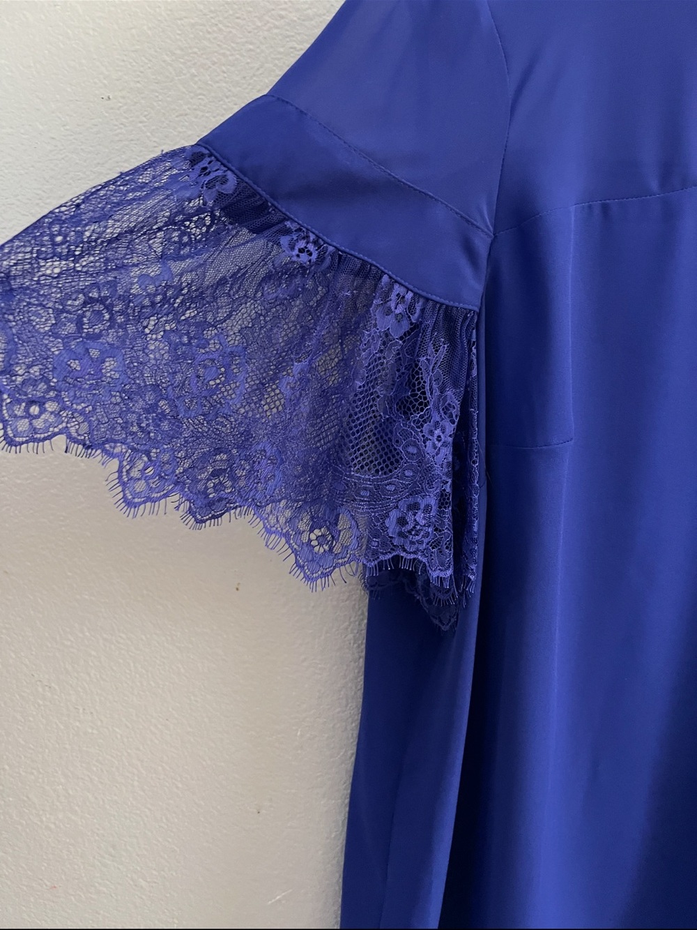 Ann Taylor Factory Royal Blue Lace Sleeve Blouse